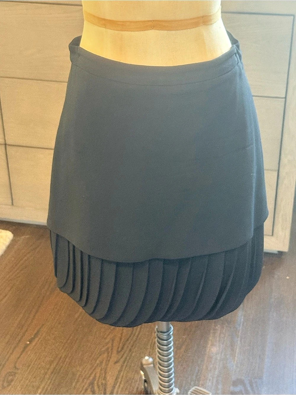 Brandon Maxwell Black Pleated Mini Skirt Size 8 Like New